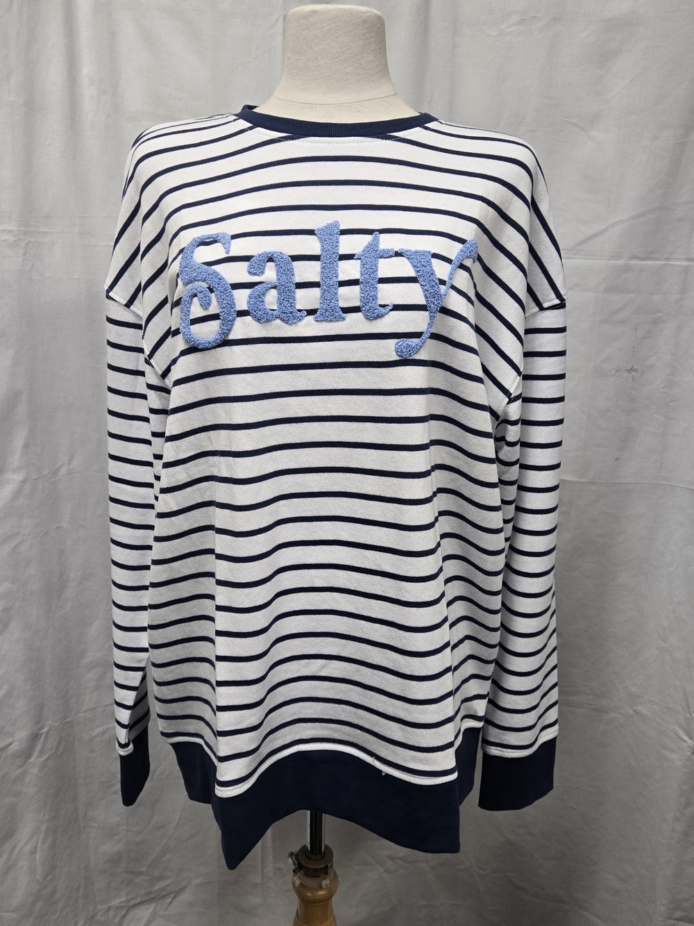 Shiraleah Navy and White Striped "Salty" Chenille Sweatshirt